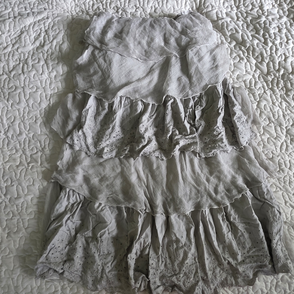 Chic Asymmetrical Layered Skirt in Light Gray